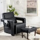 image 3 of COSTWAY Modern Accent Sofa Chair with Ottoman Upholstered Black Black