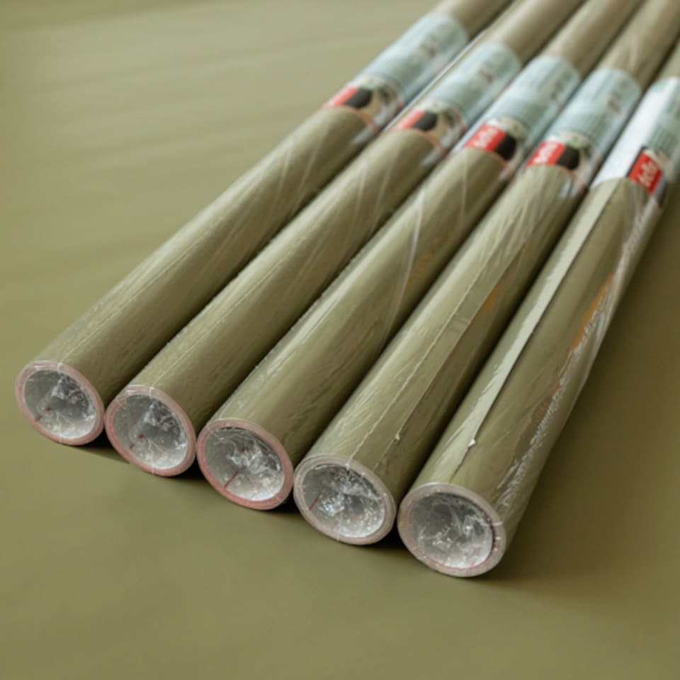image 1 of Sticky Back Plastic Matt Olive Green Plain Kitchen Self-adhesive Vinyl Wrap for Cupboards, Doors and Furniture 67.5cm x 2m (5 rolls) - d-c-fix