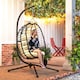 image 8 of Outsunny Rattan Hanging Egg Chair, Foldable Wicker Hammock Swing Chair with Cushion, Stand, Adjustable Height, Head Pillow, Steel Frame for Garden Patio Indoor Outdoor, Cream White | Cream | Cream