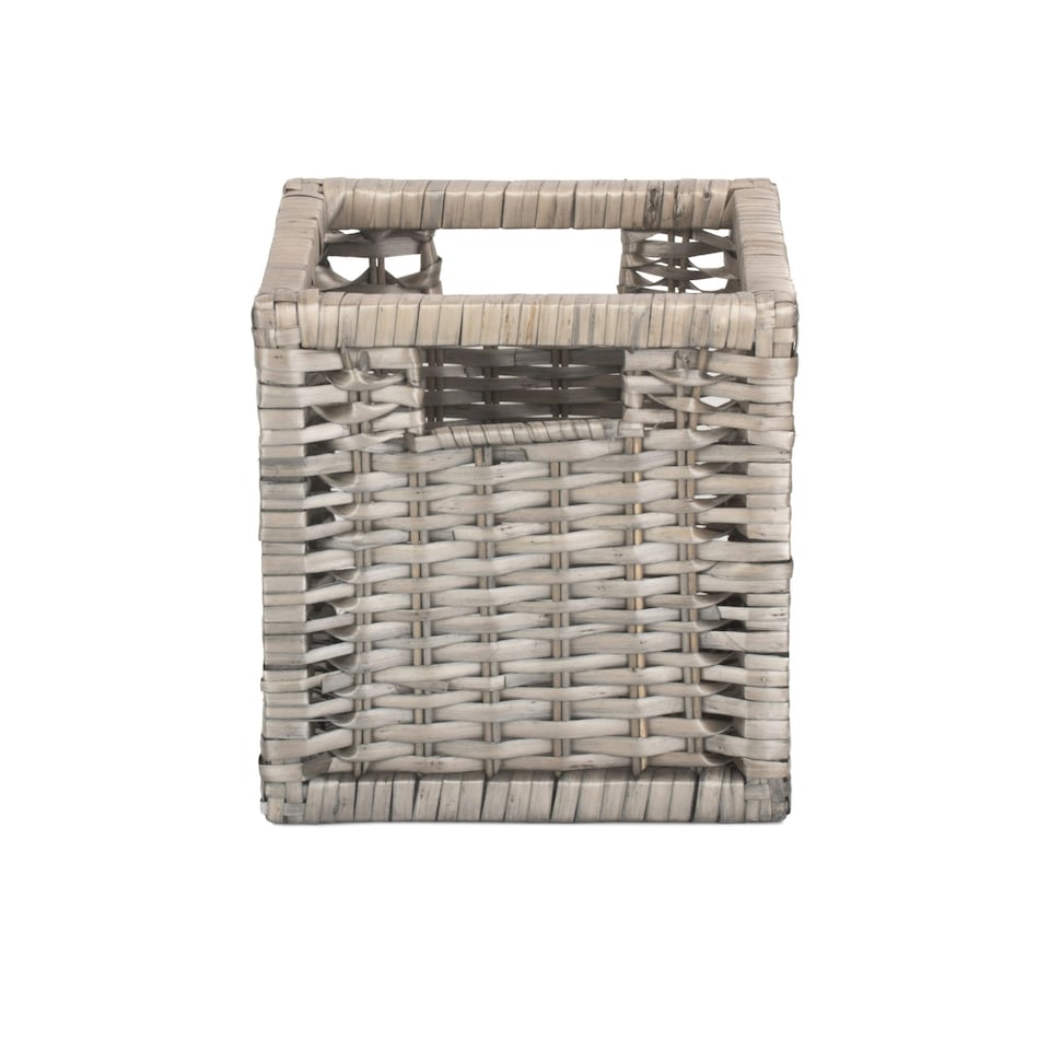 image 1 of Wooden Framed Split Willow Storage Basket Brown | Brown | S