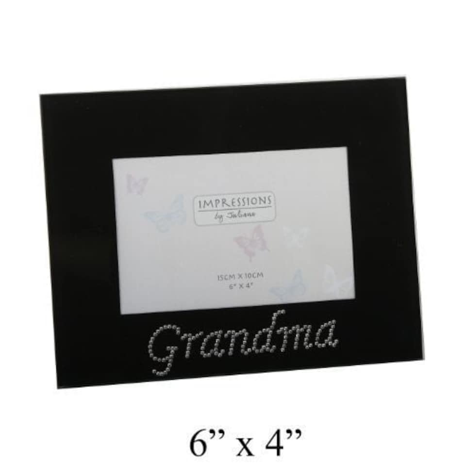 image 1 of Impressions Photo Frame Black/Crystal "Grandma" 4"x6"