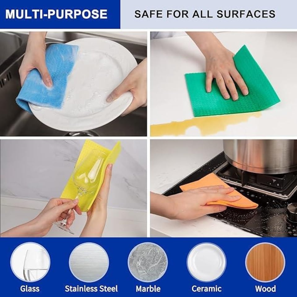 image 1 of Super Bright Sponge Cloths For Mopping Wiping Kitchen Bathroom 5Pk N/A
