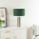 image 3 of ValueLights Lexy Brushed Chrome Touch Table Lamp with Forest Green Drum Shade