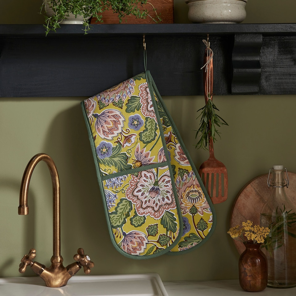 image 1 of Ulster Weavers Emmeline Double Oven Glove Green