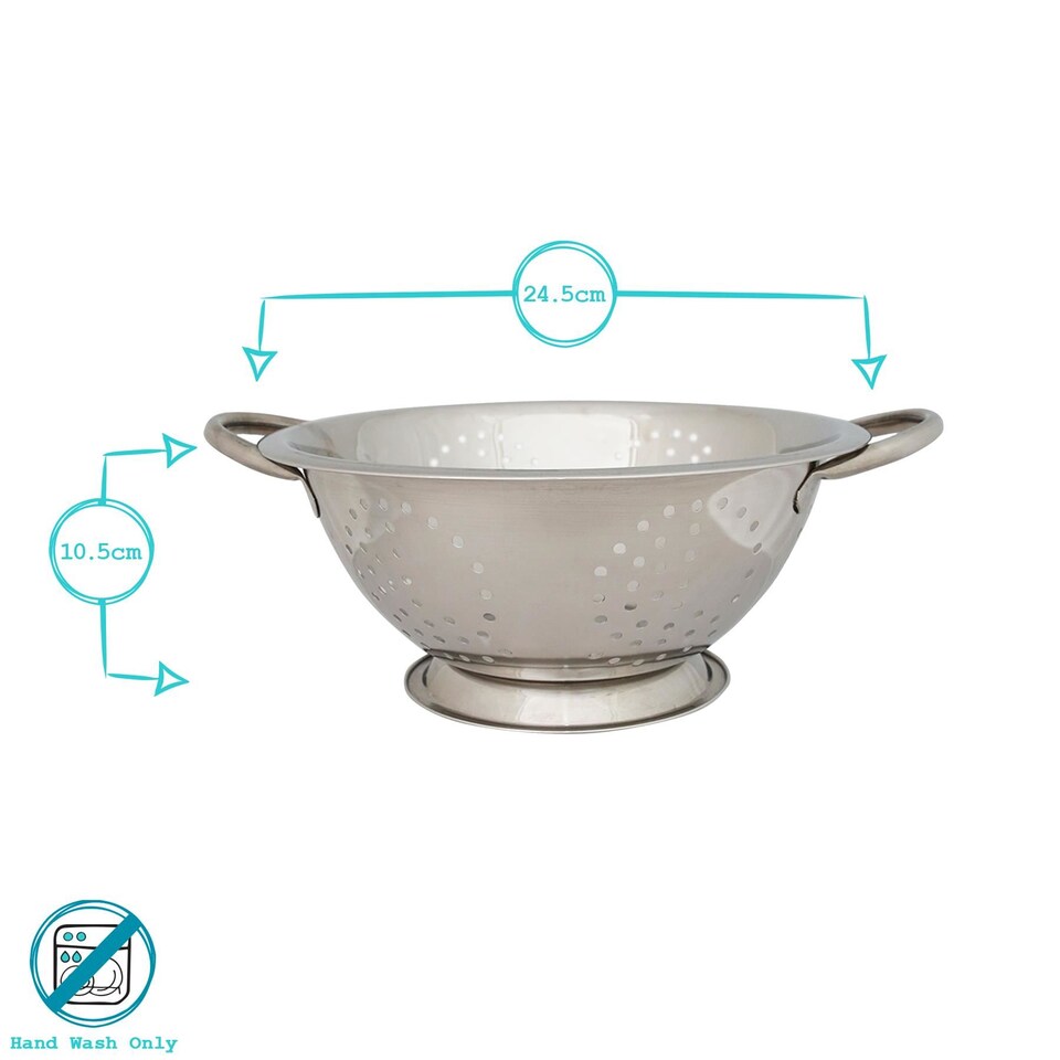 image 1 of Argon Tableware Stainless Steel Colander - 24.5cm