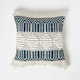 image 1 of Homescapes Safi Handwoven Fringed Navy & Cream Kilim Cushion - 45 x 45 cm Blue