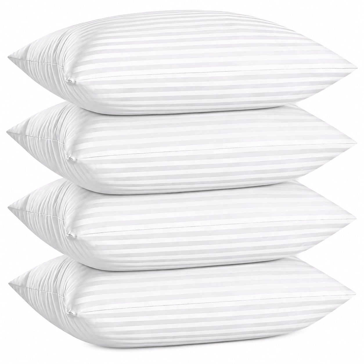 Stripe Bed Pillows Pack of 4 Hollowfibre Filled Hotel Quality Bounce Back