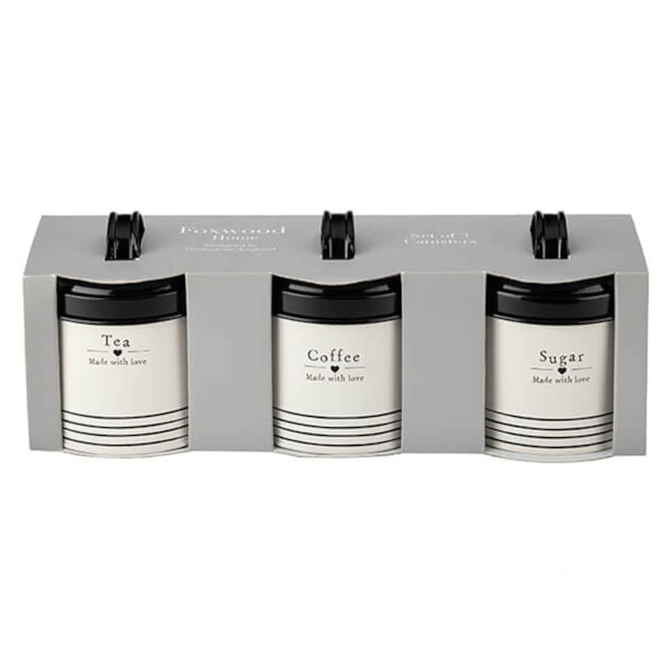 image 1 of Made With Love Set of 3 Tea, Coffee & Sugar Tins