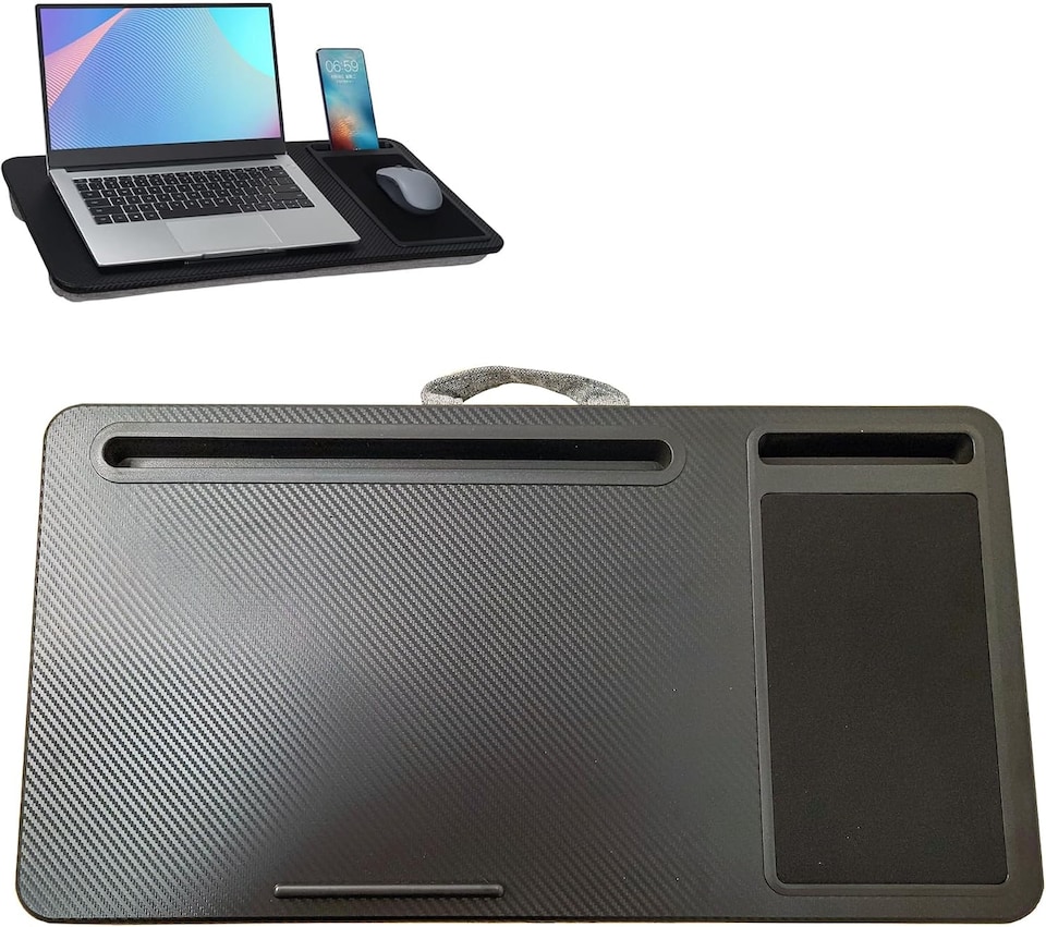image 1 of Lap Desk Laptop Tray with Cushion Portable Notebook Tablet Computer Table Stand Mouse Pad, Phone Slot, Wrist Rest, For Sofa & Bed