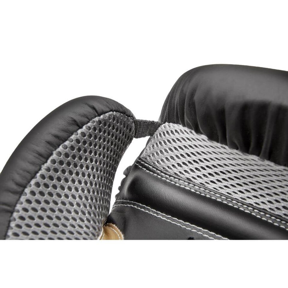 image 1 of Reebok Boxing Gloves, Gold/Black, 14oz Synthetic Leather with Breathable Mesh Palms | Black | Gold/Black | 14oz