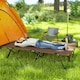 image 2 of Outsunny Double Camping Folding Cot Portable Sleeping Bed, Charcoal Khaki | Brown | Brown