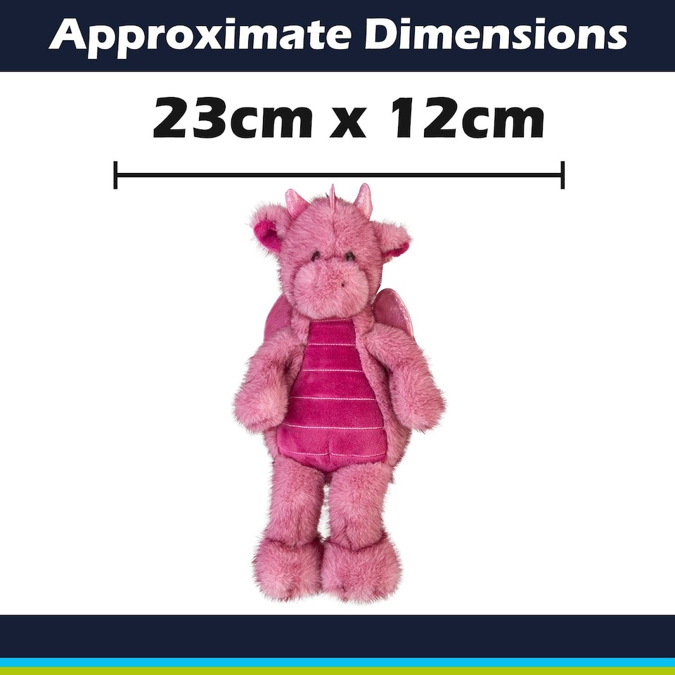 image 1 of PMS Gorgeous George Luxury Dragon Soft Toy Two Tone Pink - 23cm x 12cm