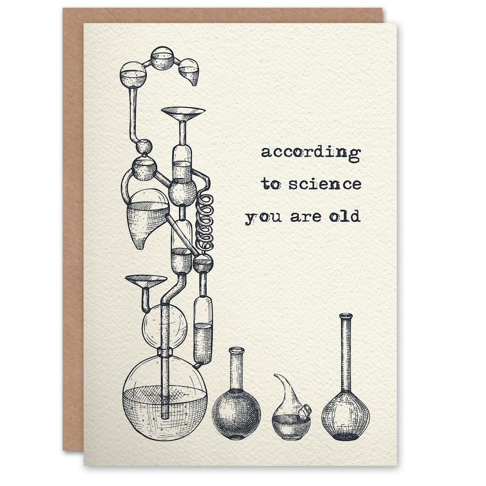 image 1 of According To Science You Are Old Retro Funny Birthday Card
