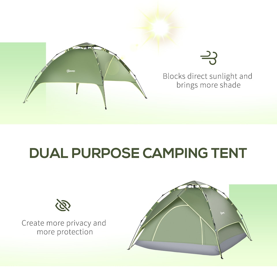 image 1 of Outsunny 2 Man Pop Up Tent Camping Festival Hiking Family Travel Shelter
