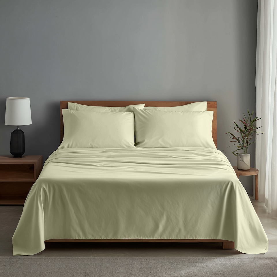 image 1 of Luxury 400TC Sateen Soft Touch Hotel Quality Flat Sheet Bed Linen | Cream | Single