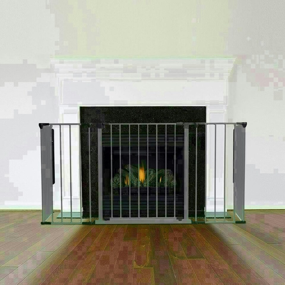 image 1 of Safetots Multi Panel Fire Surround, 51cm Deep x 164cm Wide, Grey, 70cm Tall, Child and Pet Safety, Baby and Toddler Fire Guard