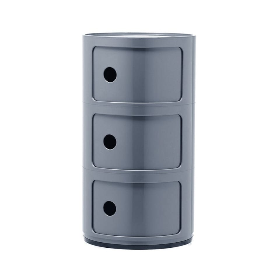 image 1 of Living and Home Cylindrical 3-Tiered Plastic Storage Drawer Unit, Grey
