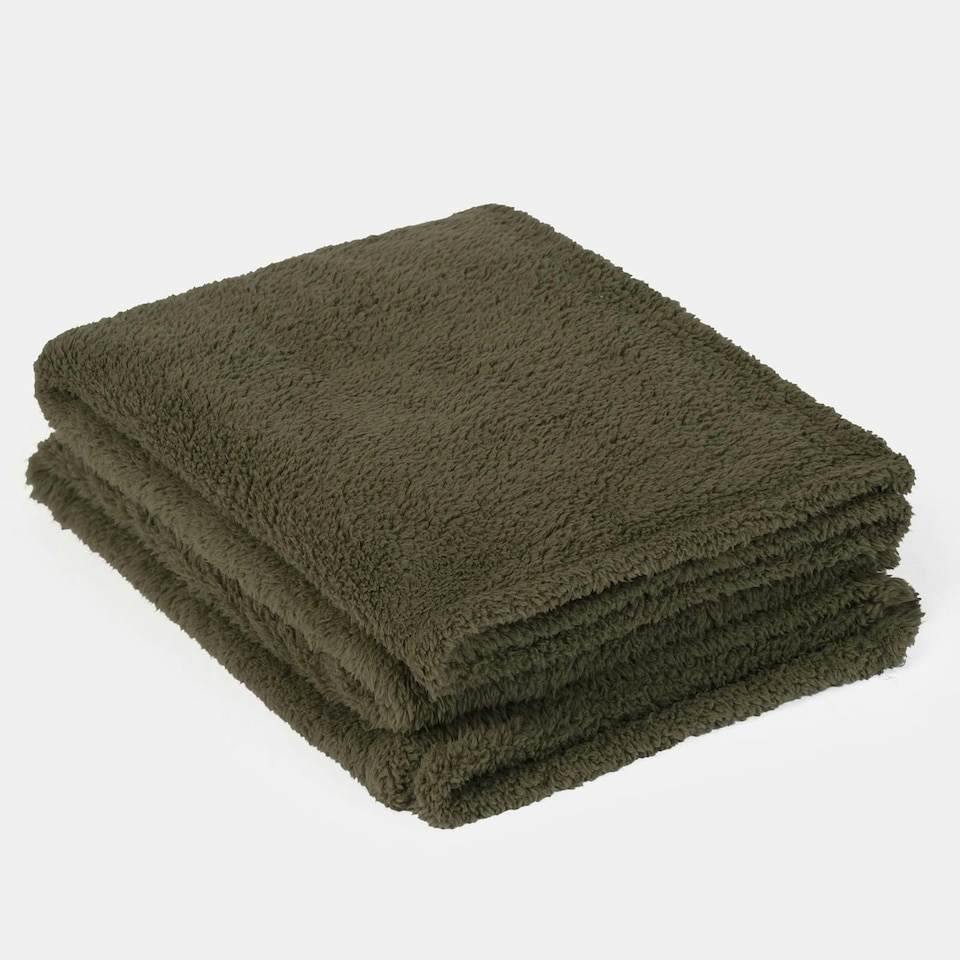 image 1 of OHS Soft Plush Teddy Fleece Throw Blanket, 150x200cm - Woodland Green