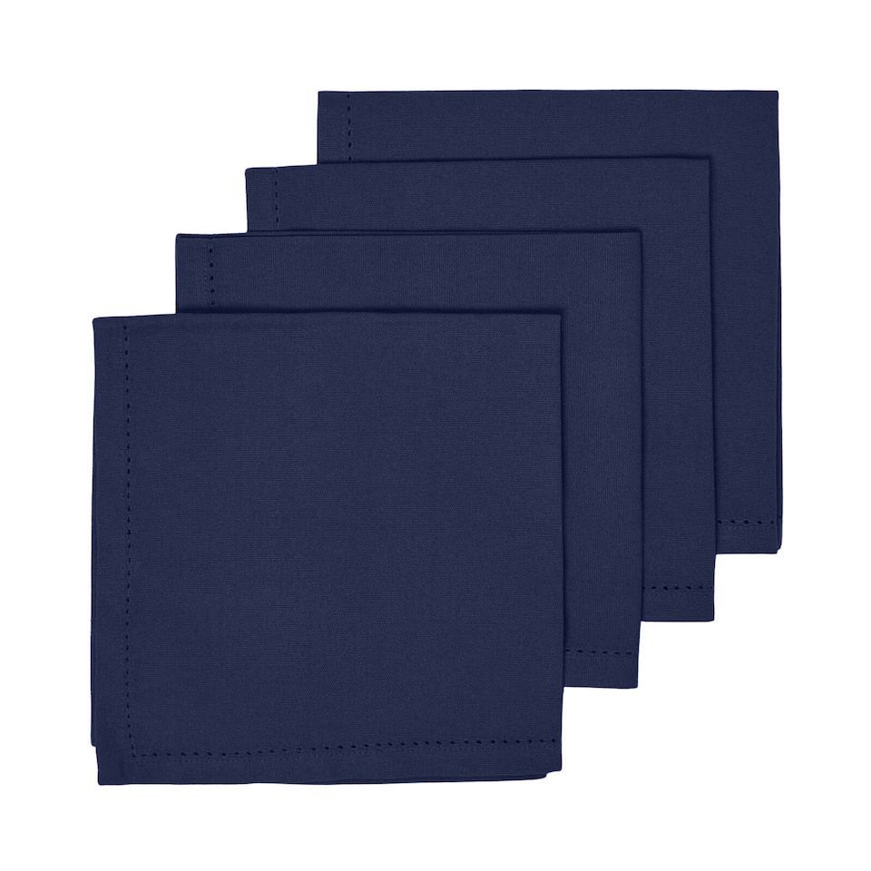 image 1 of Homescapes Navy Blue Set of 4 Cotton Napkins | Blue | One Size | 1
