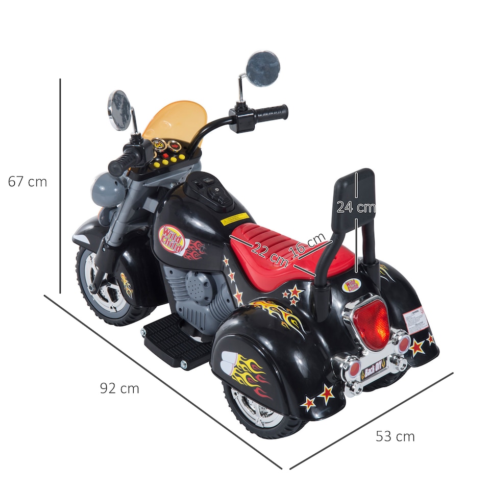 image 1 of HOMCOM Kids Electric Motorbike 6V Children Ride On Motorcycle Battery Powered Toy with Lights Sound for 3-6 Years Old Black