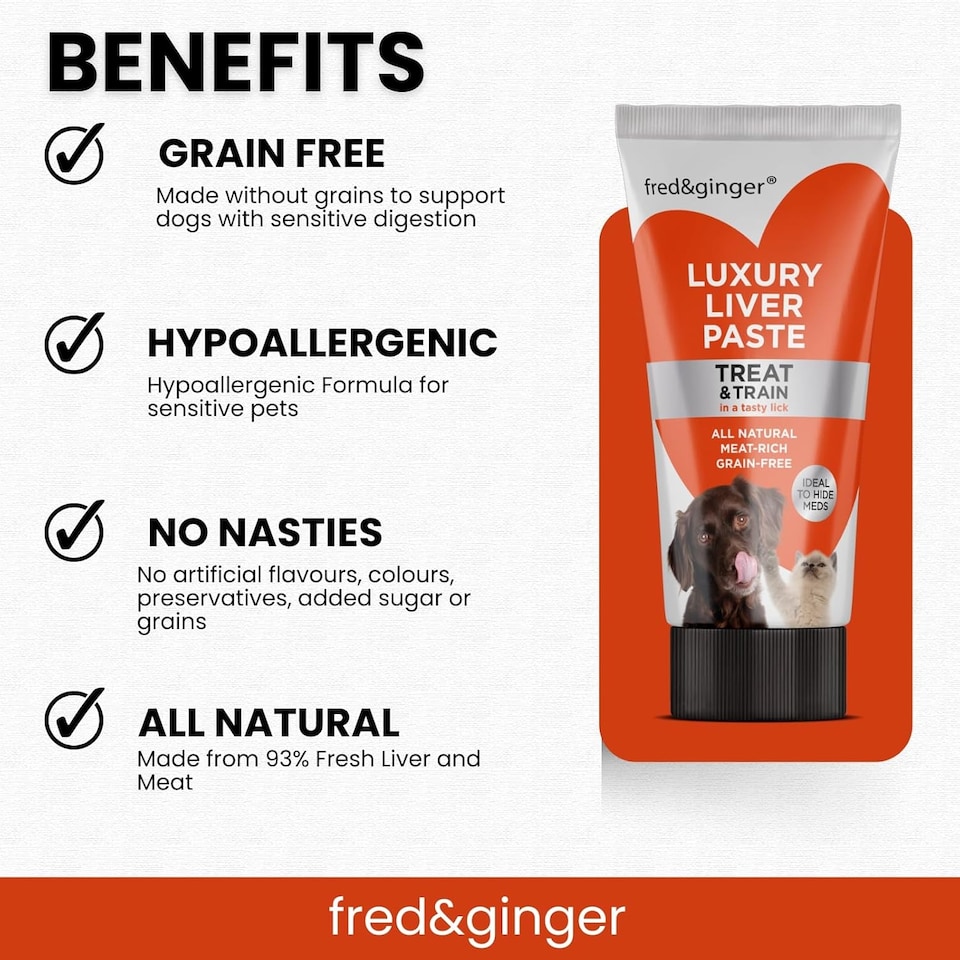 image 1 of Liver Paste Tubes for Dogs and Cats 75g [Pack of 6] Grain Free, Hypoallergenic Luxury Liver Pate Ideal Training Aid, Medication Administering