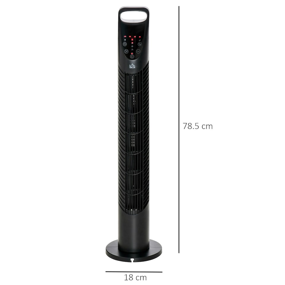 image 1 of HOMCOM 78.5cm Oscillation Tower Fan with Remote Control 40W 3-Speed Wind Black