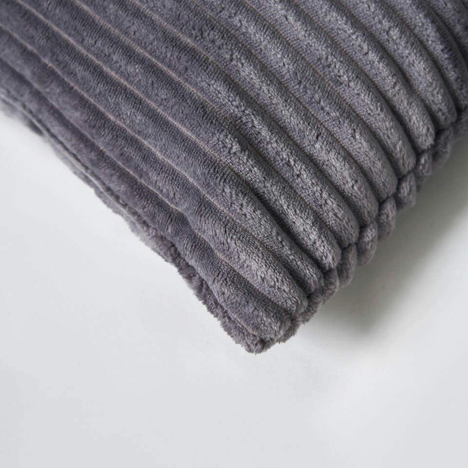 image 1 of BHS Luxury Ribbon Velvet Cushion, Grey Grey | Grey