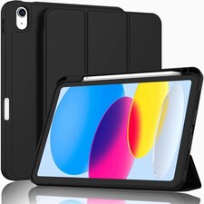 KAV Case for iPad A16 11th Generation 11 Inch 2025 and iPad 10th Generation 10.9 Inch 2022 Slim Protective Smart Cover with Auto Sleep Wake Trifold Stand Lightweight Shockproof Tablet Case (Black)
