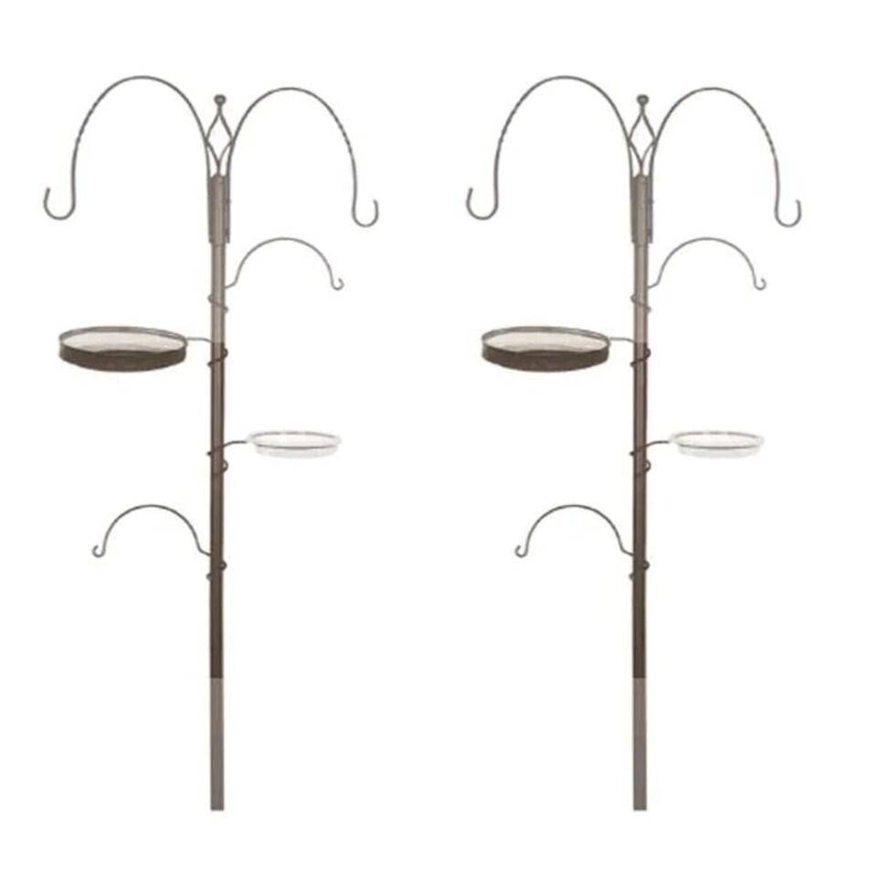 image 1 of 2 x Deluxe Wild Bird Feeding Station 4 Hangers, Feeder Tray, Plastic Bird Bath
