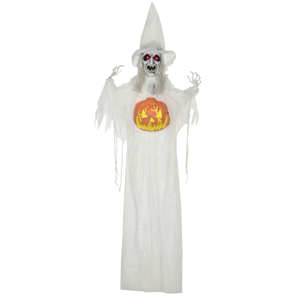 image 1 of HOMCOM Hanging Witch Prop Life Size with Sound and Motion Activated
