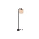 image 2 of Black Floor Standing Lamp Reading Light & Linen Fabric Lampshade - Includes Bulb | Black