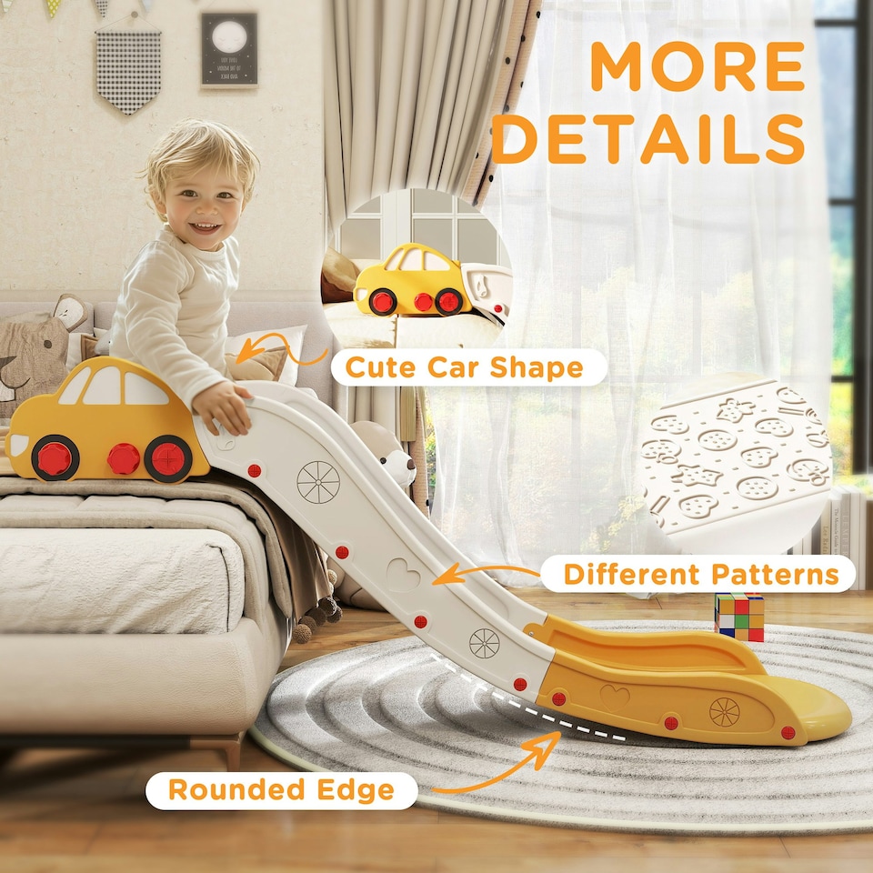 image 1 of AIYAPLAY Kids Slide for Bed, Sofa, Easy to Assemble, Yellow