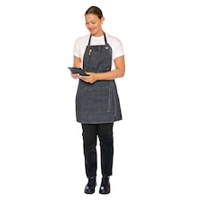 Dennys Unisex Adult Le Chef Apron | Grey | Grey/Black Denim | One Size | 1