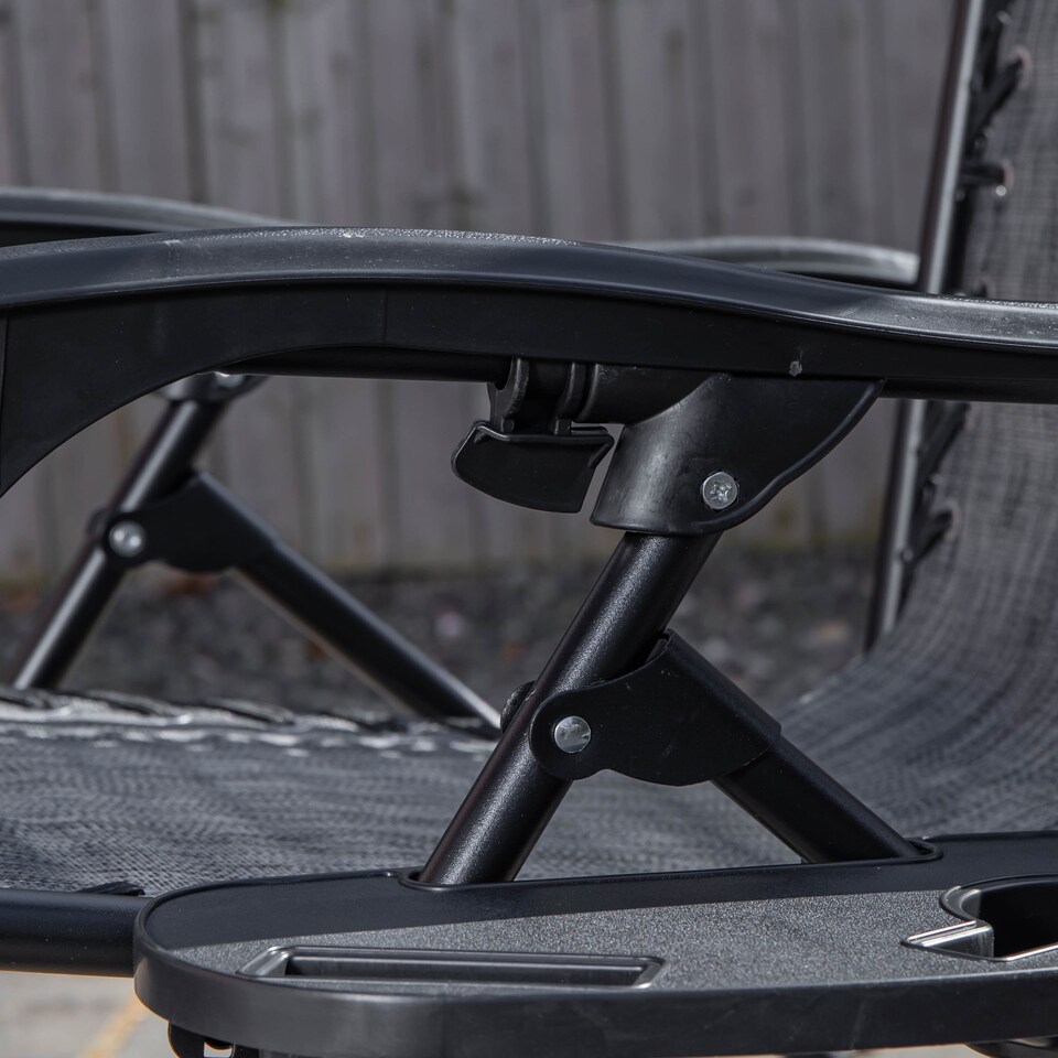 image 1 of Set of 2 Multi Position Garden Zero Gravity Relaxer Chair Sun Lounger in Mixed Grey | Grey | Grey