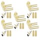 image 1 of Golden Grace 5 Set Straight T-Bar Design Door Handles in Satin Brass Finish with Tubular Latch and 1 Pair of 3" Ball Bearing Hinges Gold