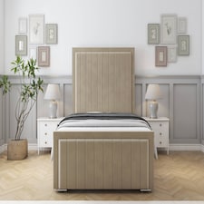 Sloomy Richmond Almond Coniston Bed Frame With Mattress With 50" Upholstered Headboard 4' Small Double