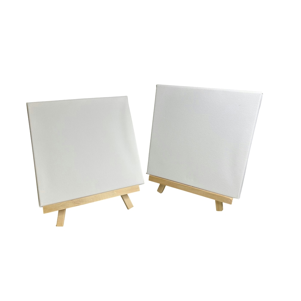 image 1 of 20x20cm Canvas and Wooden Easel Set
