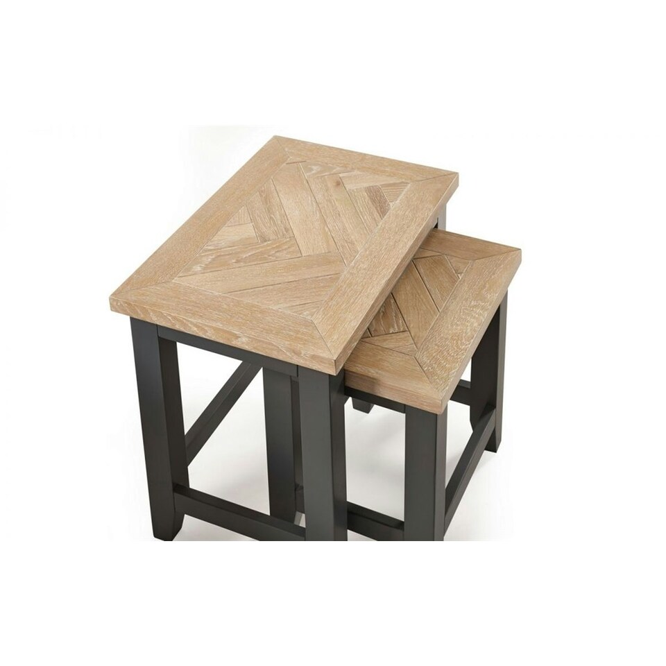 image 1 of Classic Rustic Dark Grey Nest of Tables Grey