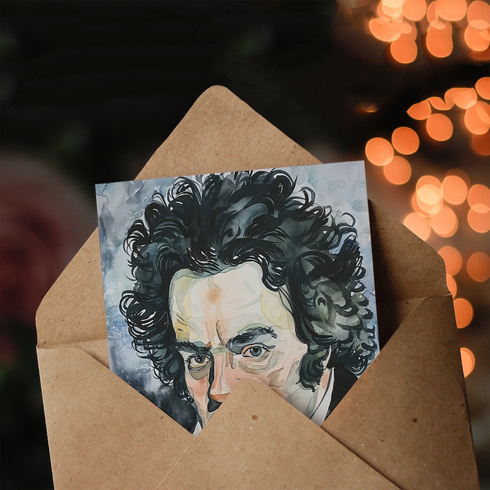 image 1 of Greeting Card Beethoven Classical Music Composer Portrait Birthday