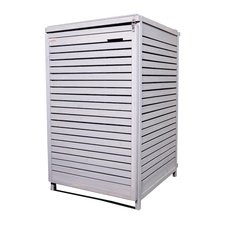image 1 of 68cm x 1.14m Grey Wooden Outdoor Garden Wheelie Bin Store Storage for 1 Bin