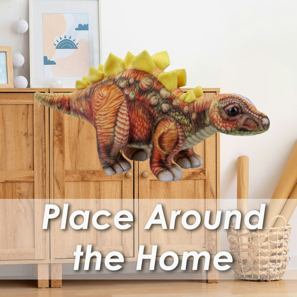 image 1 of Stegosaurus Dinosaur Soft Toy Dinosaur Skeleton Body Plush Cuddly 25cm Brown