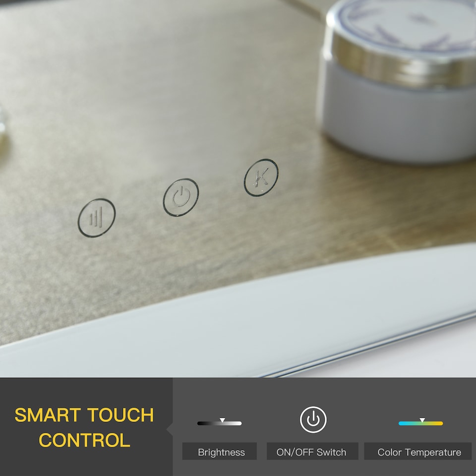 image 1 of HOMCOM Hollywood Mirror with Lights for Makeup Dressing Table, Lighted Vanity Mirror with 12 Dimmable LED Bulbs and USB Plug in Power Supply, White