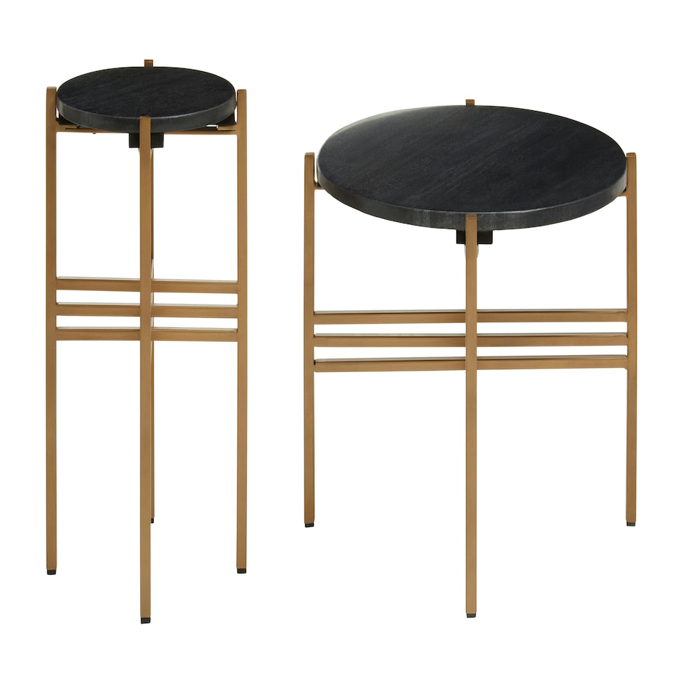 image 1 of Interiors by Premier Set of 2 Round Side Table Gold