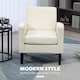 image 4 of HOMCOM Armchair, Modern Upholstered Linen Living Room Chair, Accent Chair with Spring Pack, Wood Legs for Bedroom, Home Office, Cream White