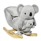 image 1 of HOMCOM Kids Plush Ride-On Rocking Horse Koala-shaped Toy w/ Gloved Doll Grey