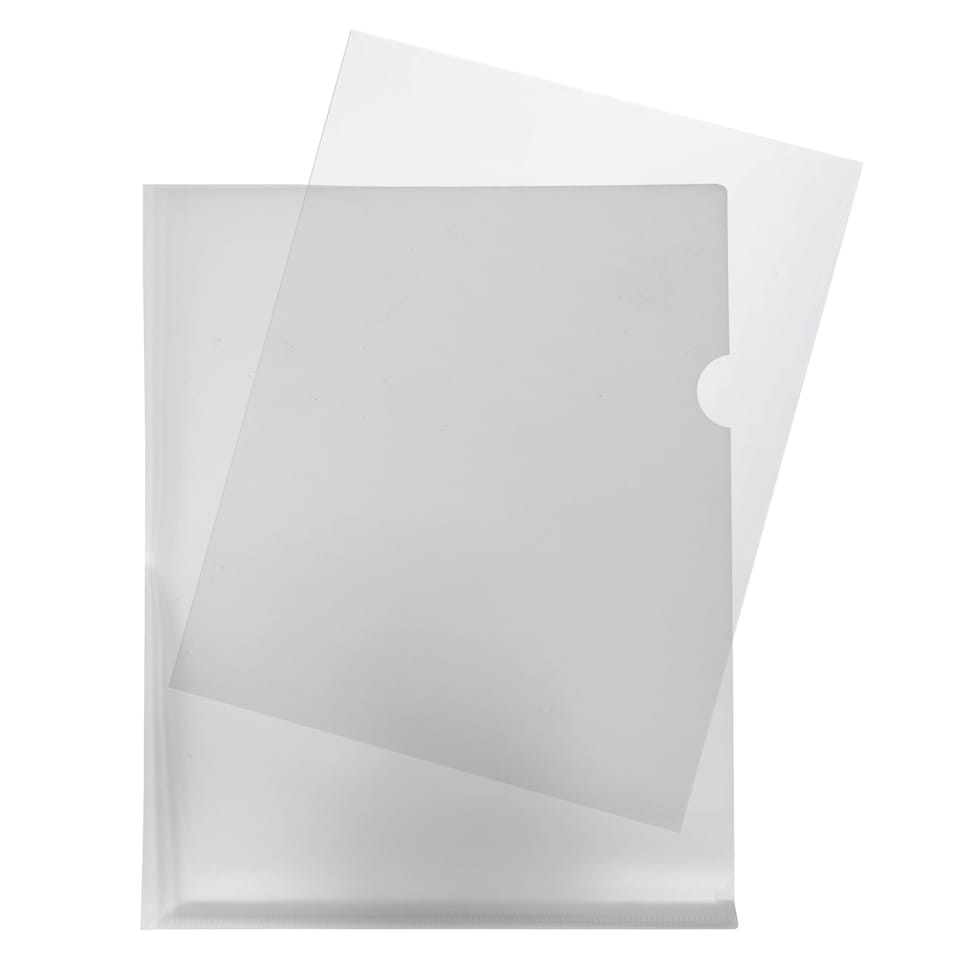 image 1 of Pack of 25 A4 Clear L Shaped Open Top and Side Report File Folders