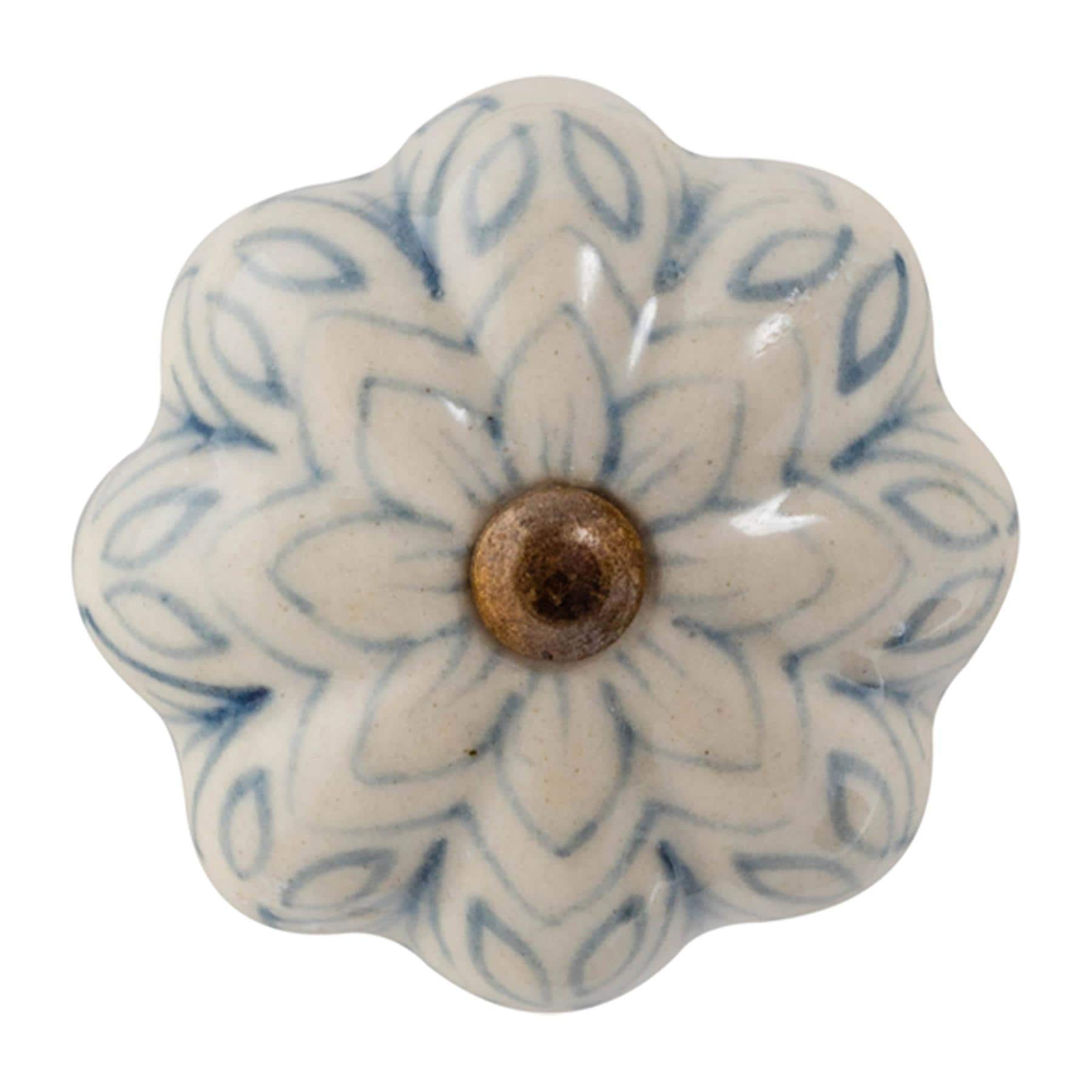 Nicola Spring Floral Ceramic Cabinet Knob in Grey | Size: 1000mm x 500mm
