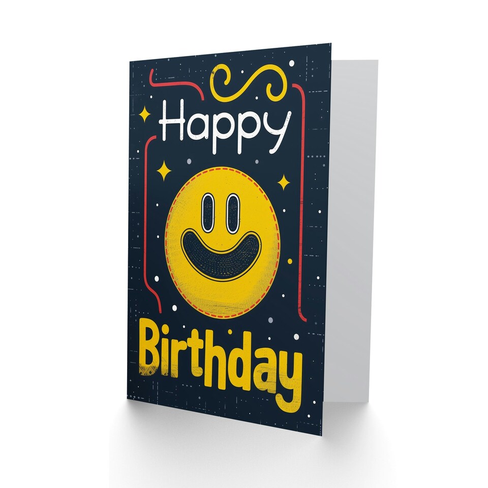 image 1 of Smiley Face Retro Video Game Style Kids Child Birthday Card