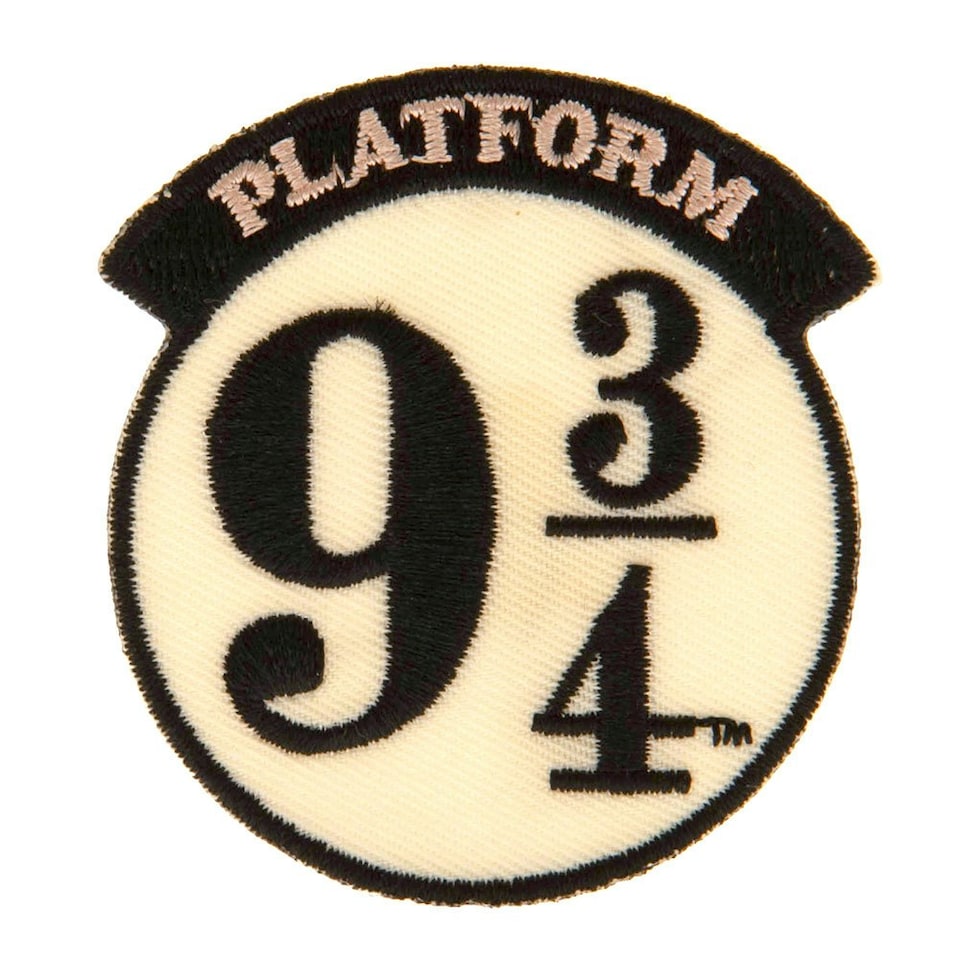 image 1 of Harry Potter Platform 9 3/4 Iron On Patch - Cream/Black - One Size