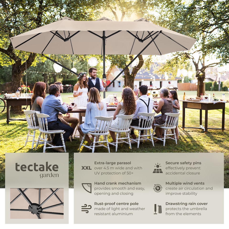 image 1 of Parasol Silia - extra wide, 460 x 270 cm, height-adjustable, cover included | Cream | beige | 460 x 270 x 241 cm | 1